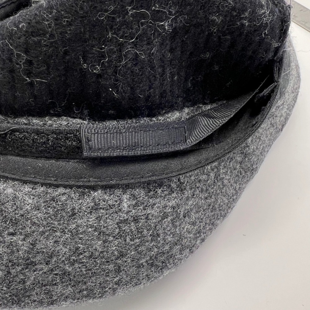 Black Wool Blend Bucket Hat Cloche With Grey Brim And Blue Stitching Adjustable - Picture 7 of 10